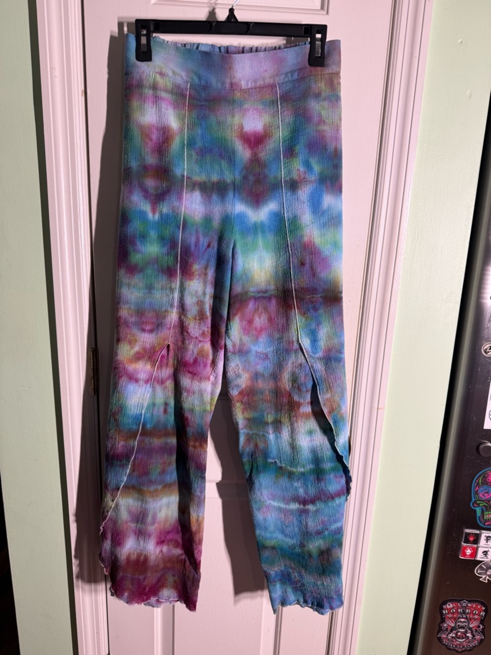 Soft Surroundings Hand Ice Dyed Tie-Dye Cotton Blend Crinkle Pant Size L